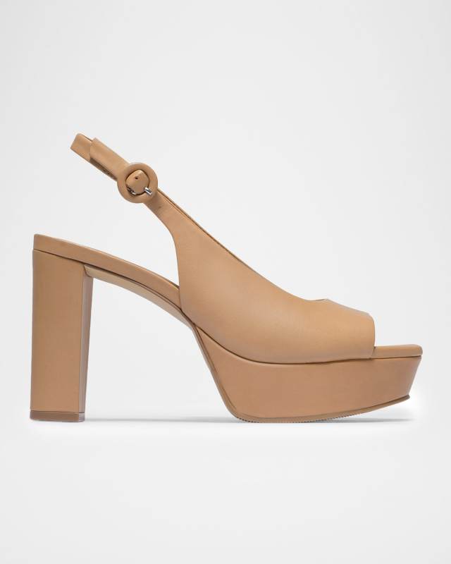 Vega Leather Platform Peep-Toe Pumps